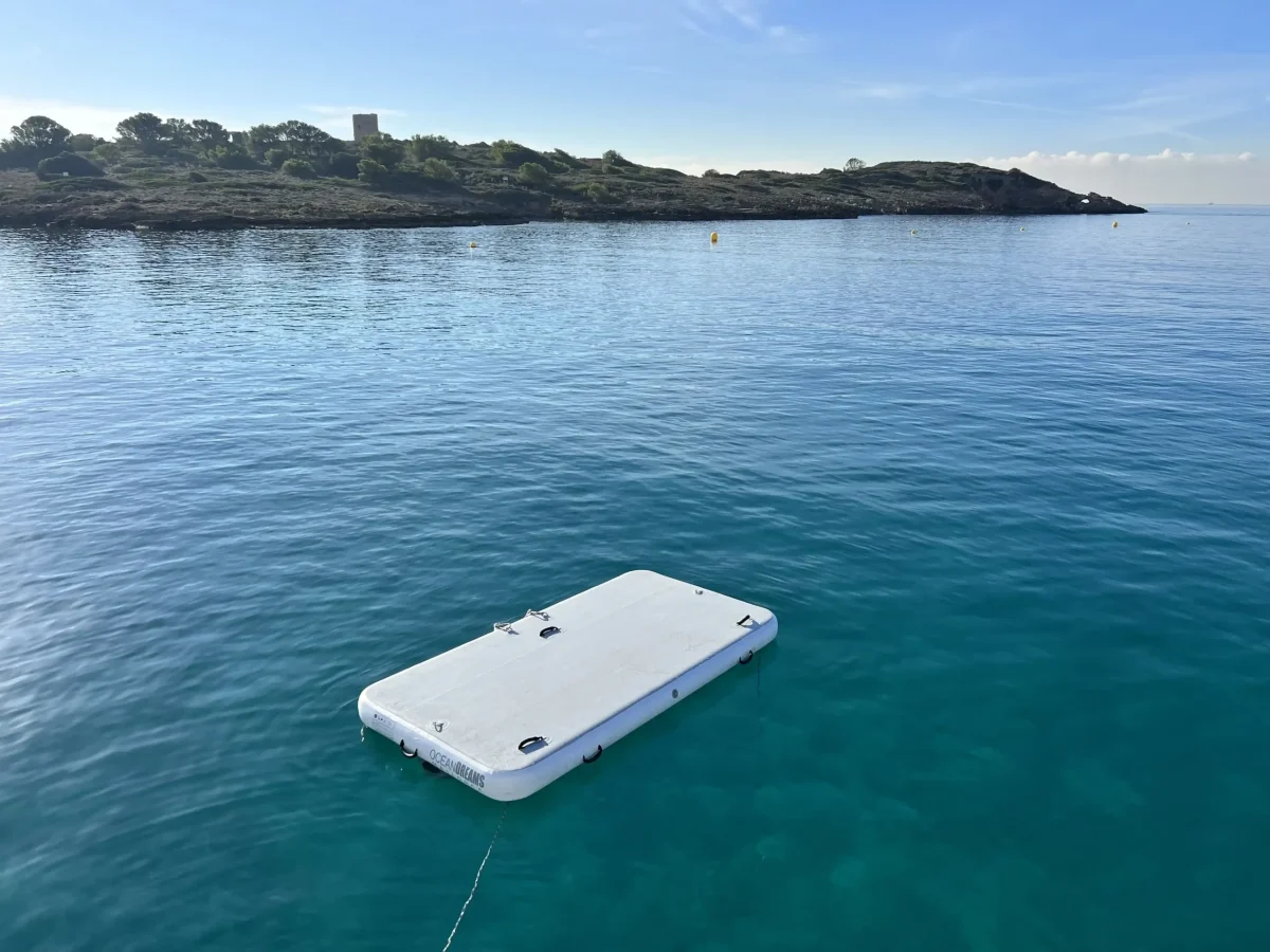 White Inflatable Dock in the sea.